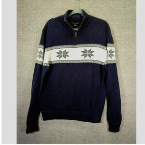 Vintage Holiday Snowflake Sweater 1/4 Zip Pullover Men's Size Large